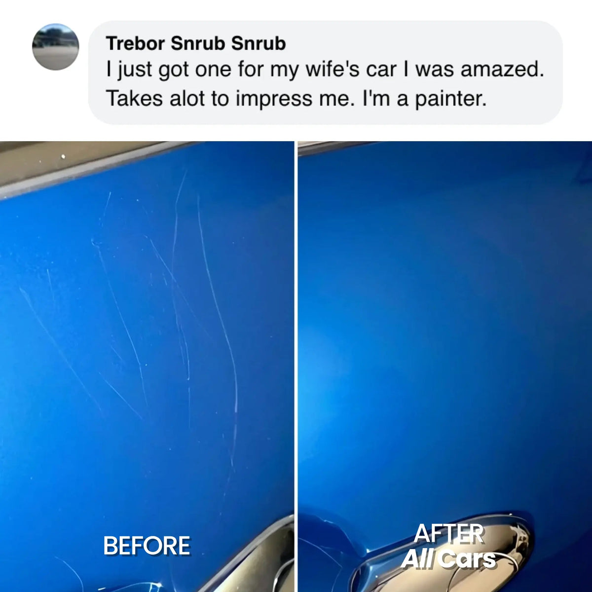 Blue car before and after