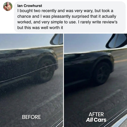 Before and after comparison of a car using All Cars pen scratch remover