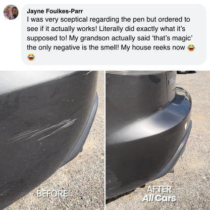 Before and after comparison of a car fender with All Cars product