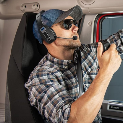 Trucker wearing the Bluetooth headset