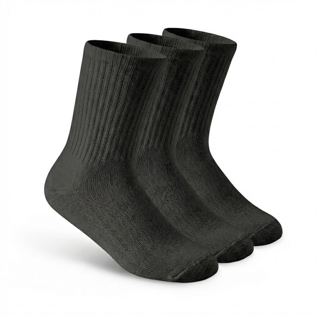 3-Pack Cushioned Socks (Black)