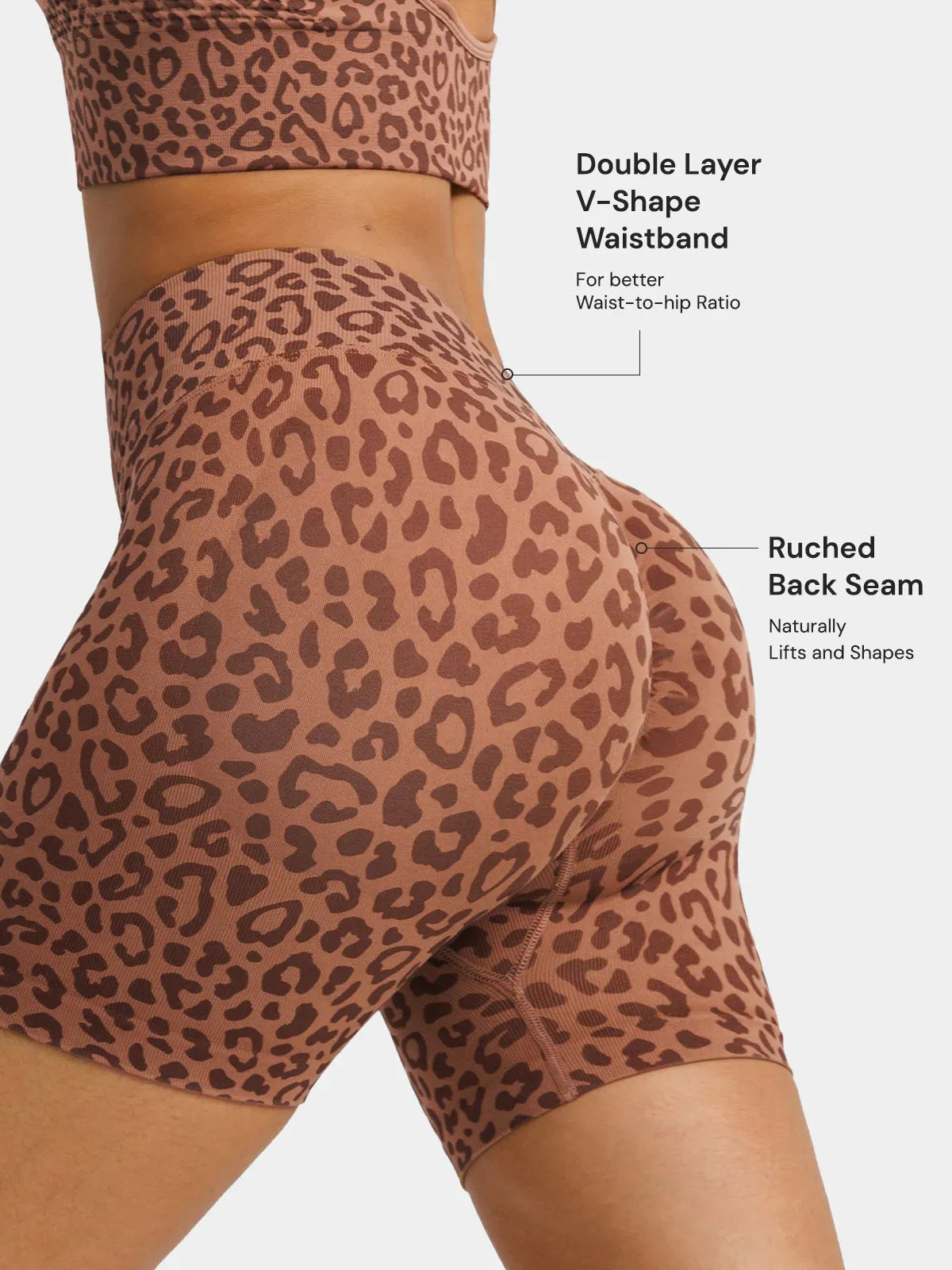 A model wearing a BRXL® B R X L™ Seamless Scrunch Butt Workout Shorts