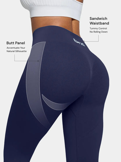 A model wearing a BRXL® B R X L™ Seamless High Waisted Tummy Control Butt-Lifting Leggings