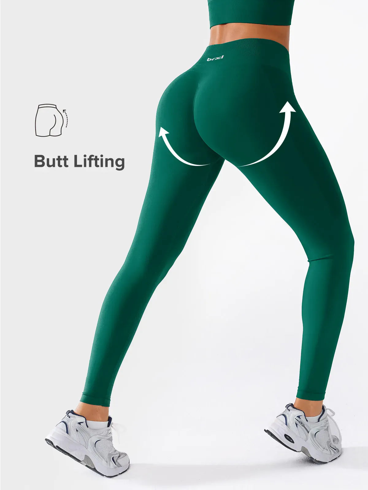 A model wearing a BRXL® Seamless High Waisted Butt-Lifting Leggings in